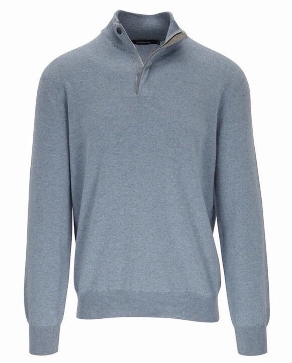 Ermenegildo Zegna 100% Cashmere Quarter Zip Sweater Blue Men’s XL IT 54